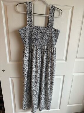 Old Navy Black and White Floral Striped Midi Dress
